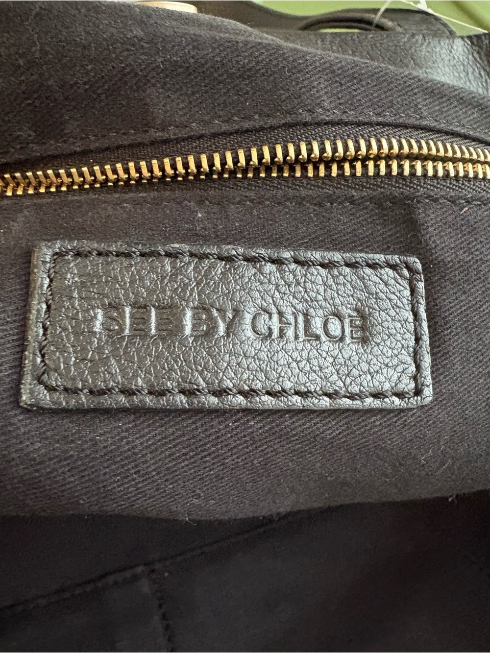 See by Chloé Black Leather Tote Bag Stitched Front Logo - Model 03-12-88-65 - Picture 9 of 17